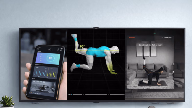 Smart gym technology in Dubai displaying workout analytics and performance tracking on digital screens